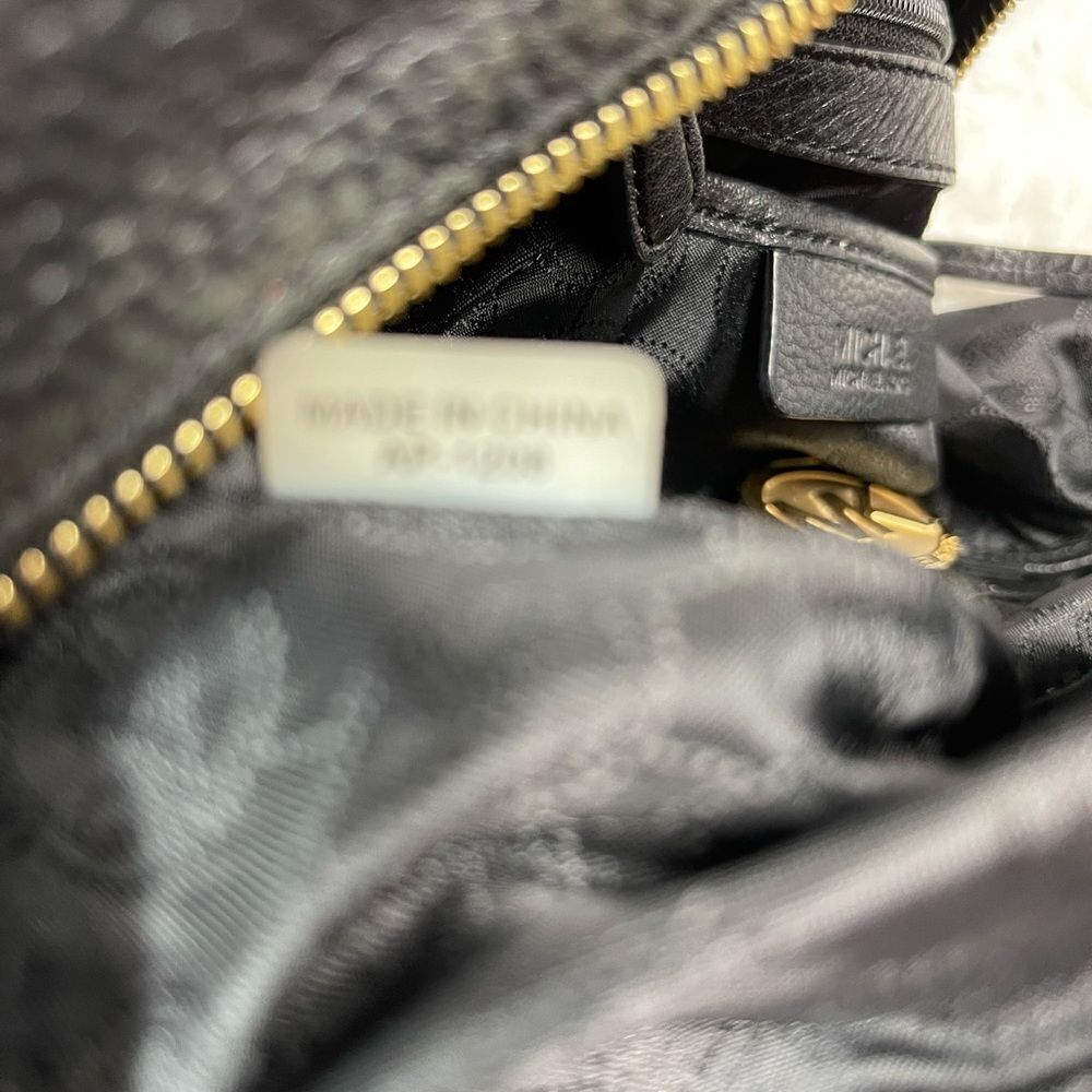 Michael Kors Black Pebble Leather Satchel with gold tone hardwares and accents. - Picture 12 of 16
